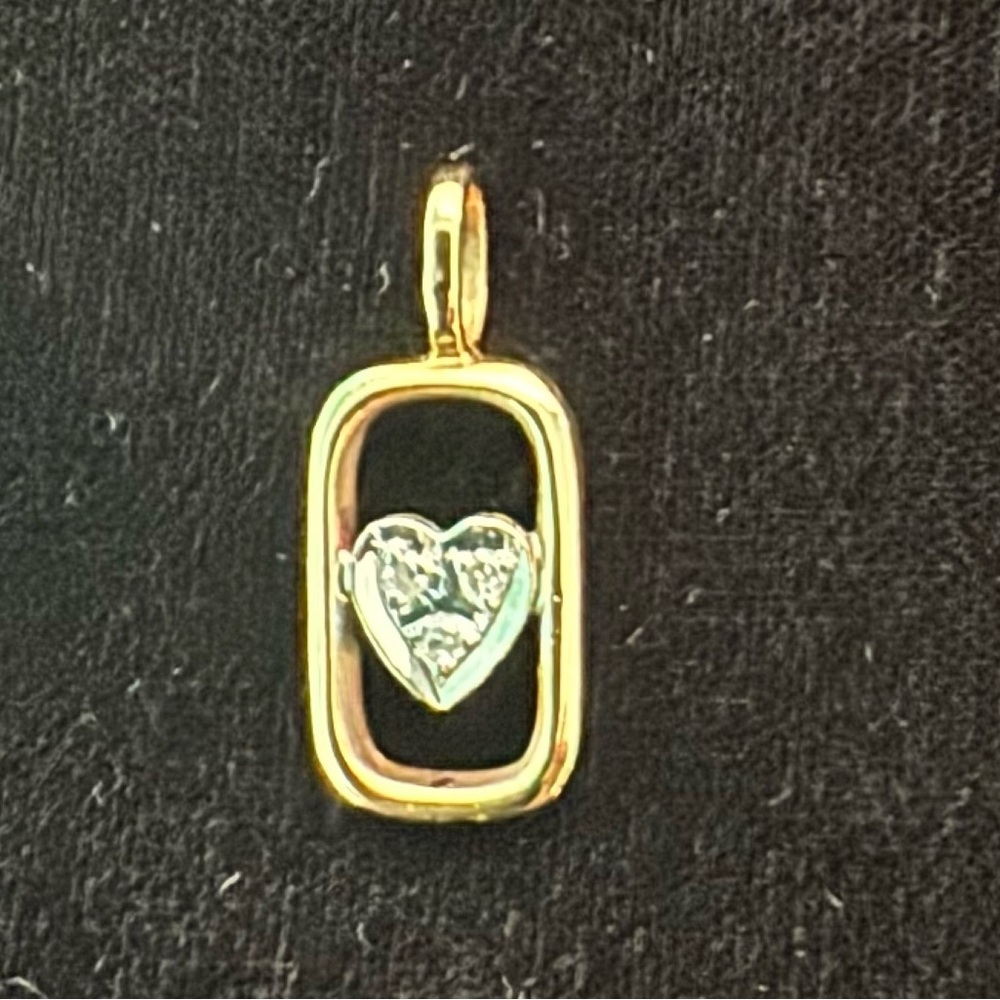 14k Gold Two Tone Heart with Diamonds Pendant / Charm